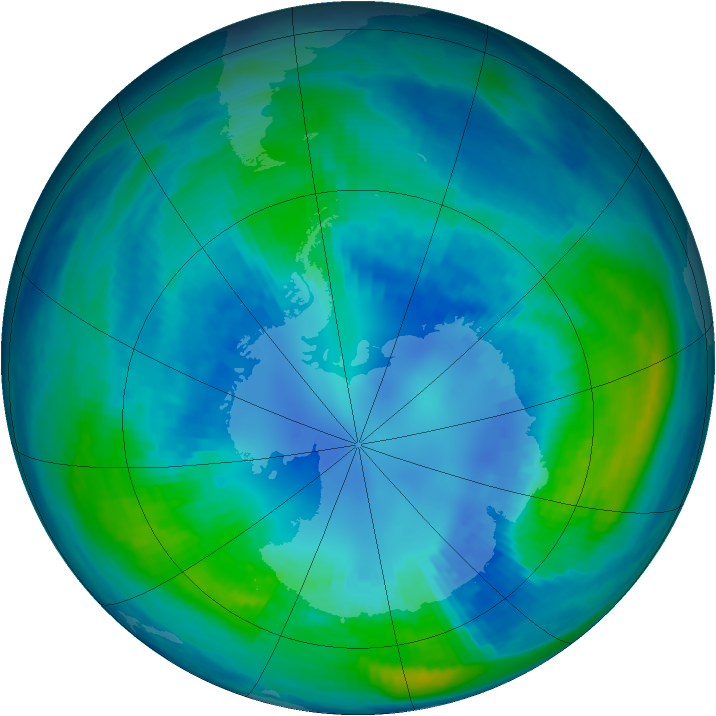 Antarctic ozone map for 18 April 1986